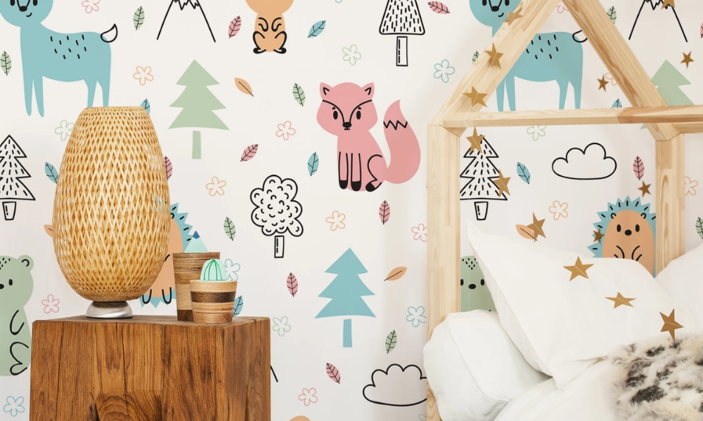 DIY Painted Wallpaper in kids room