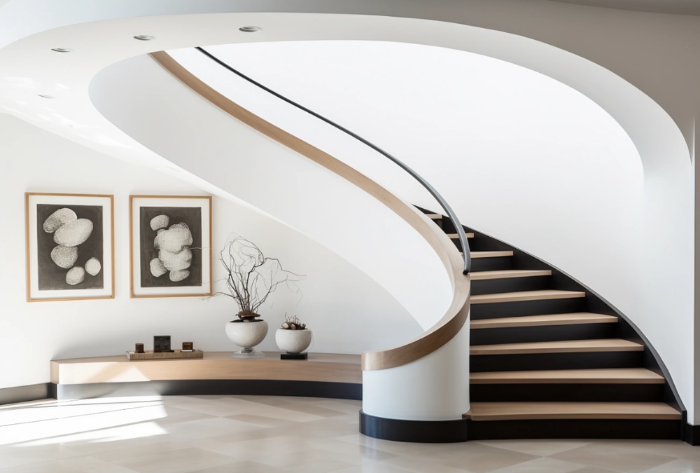Curved Stairway Opening Arch