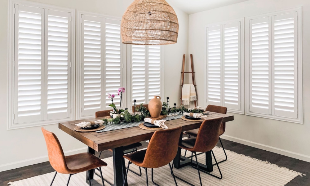 Plantation shutters for sunroom
