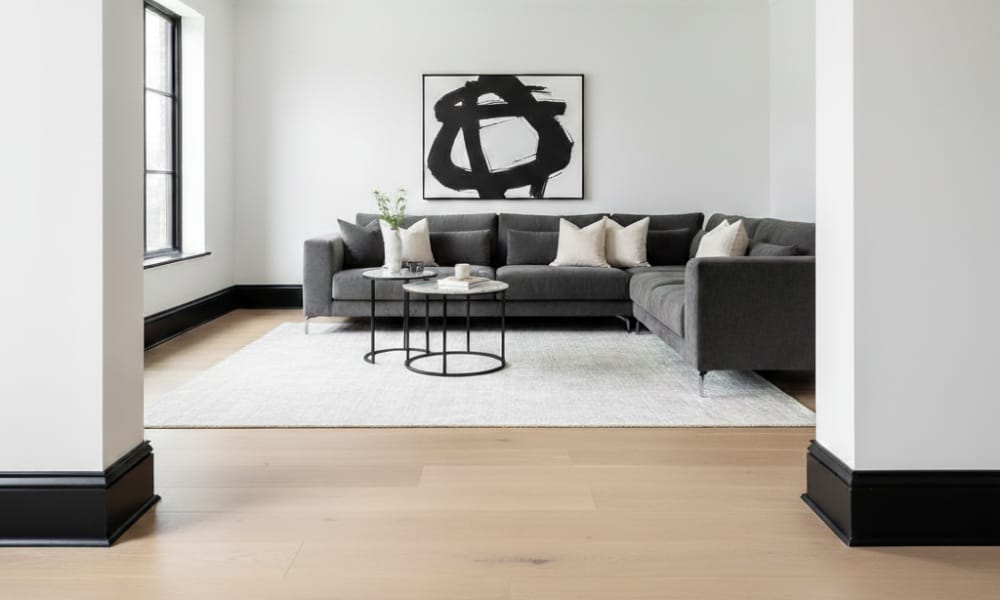 black trim in living room