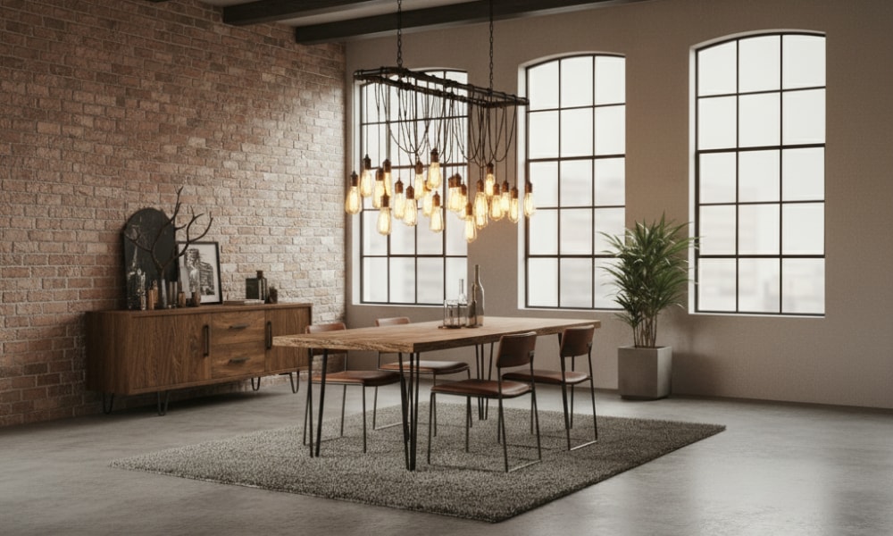 rustic industrial interior design dining room