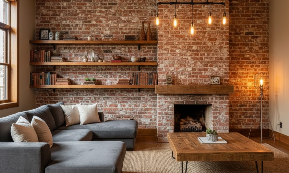 rustic industrial interior design living room
