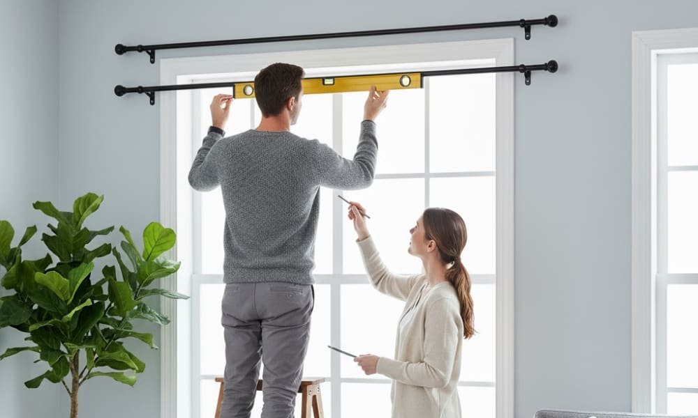 How to Layer Sheer and Blackout Curtains for Style and Privacy 6 How to hand rods to layer sheer and blackout curtains