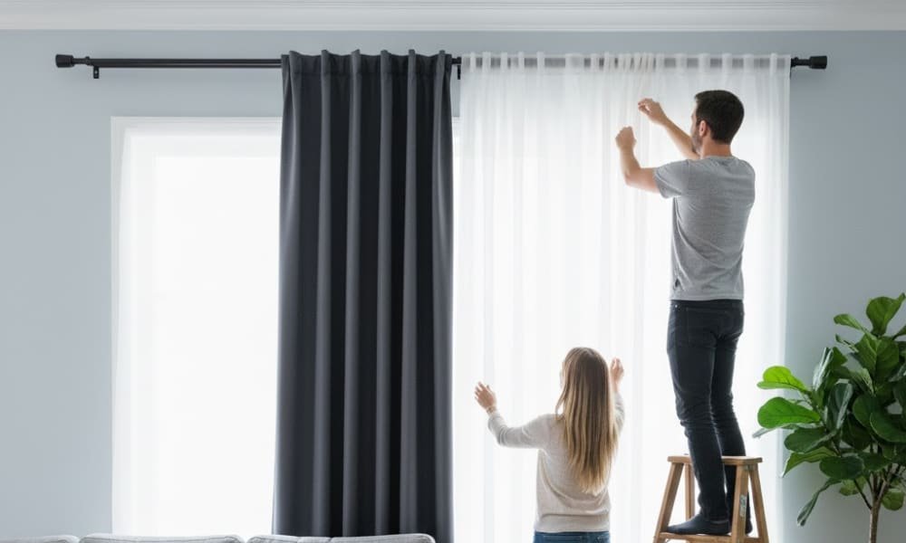 How to Layer Sheer and Blackout Curtains for Style and Privacy 8 How to layer blackout curtains with sheer curtains in one rod