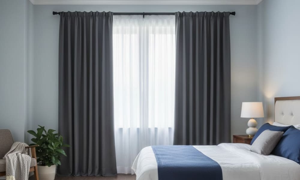 How to Layer Sheer and Blackout Curtains for Style and Privacy 3 curtains between sheer and blackout