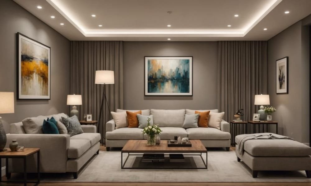 How to Furnish a Large Living Room? 4 Lights in Living Room